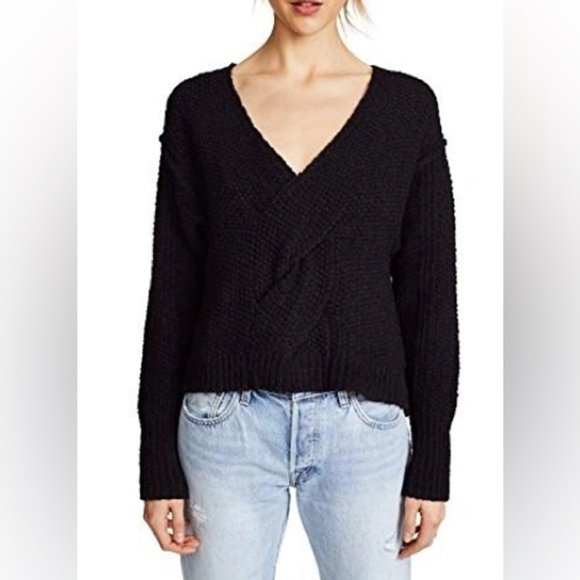 Free People Sweaters - Free People | Coco V-Neck Textured Sweater | Sz M | Black | EUC